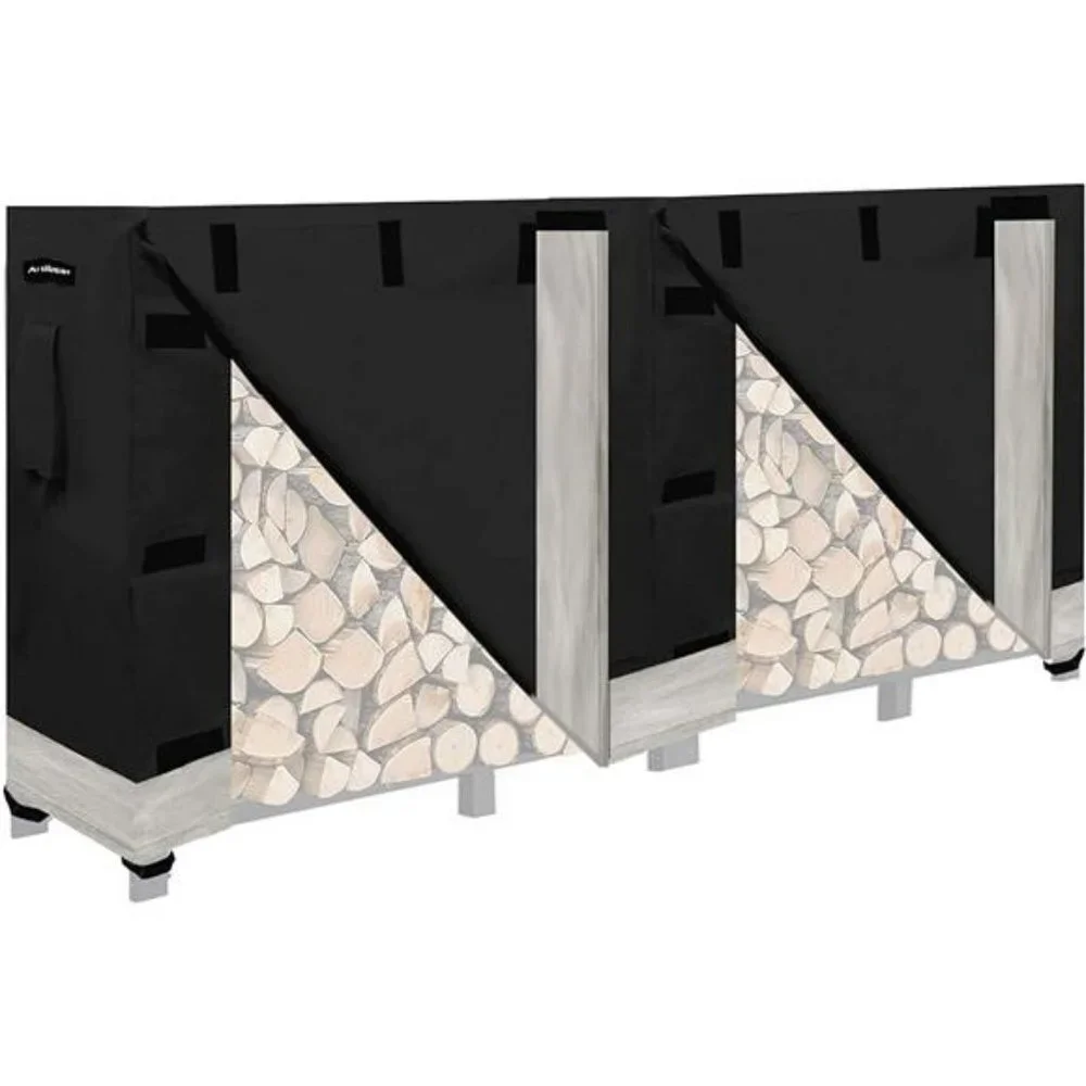 Firewood Rack Cover for 8ft Log Stand Holder  Pile Stacker Organizer, Black